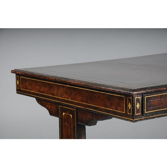 Animal Skin English Full-Leather Partner Desk For Sale - Image 7 of 18