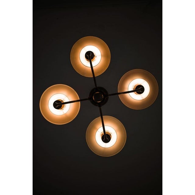 Gold Ceiling Lamp in Brass and Glass from Lyfa, 1930s For Sale - Image 8 of 12