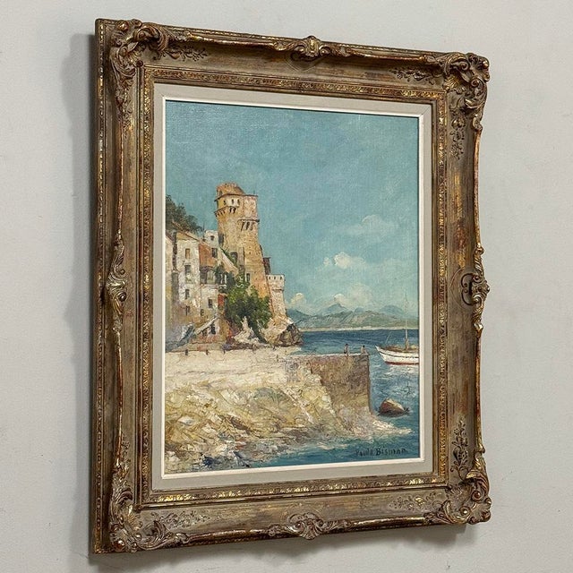 Framed Oil Painting on Canvas by Paule Bisman (1897-1973) 'Adriatic Coastline' For Sale - Image 4 of 16
