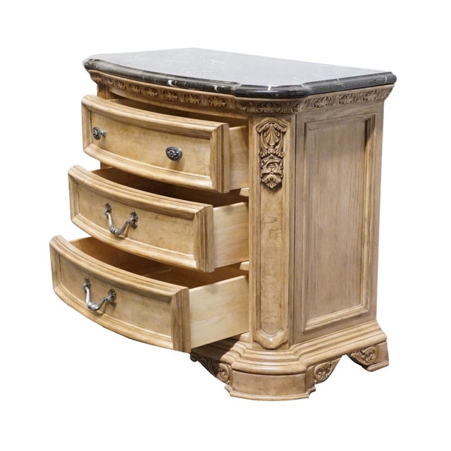 Tan American Drew Rustic European Bleached Ash 37" Three Drawer Nightstand W. Granite Top 121-421 For Sale - Image 8 of 14