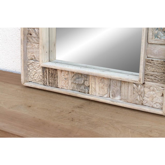 Rustic Abstract Carved Wall Mirror For Sale In Los Angeles - Image 6 of 8