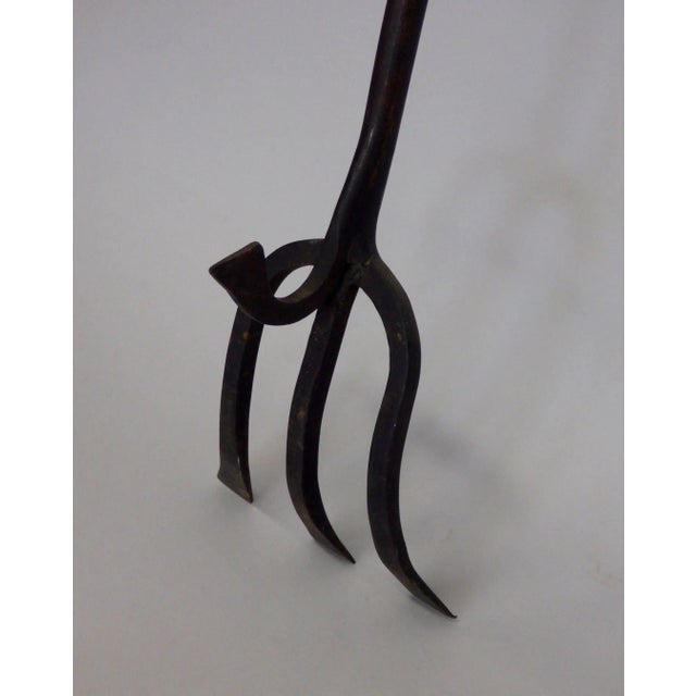 Metal Large Wrought and Forged Fireplace Trident For Sale - Image 7 of 8