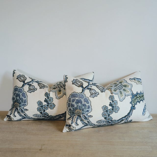 Cowtan & Tout Aubury Aqua Lumbars With Striped Backs For Sale - Image 4 of 7