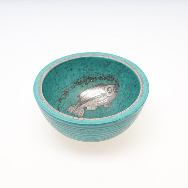 1940s Bowl in Ceramic and Silver by Wilhelm Kage, 1940s For Sale - Image 5 of 5