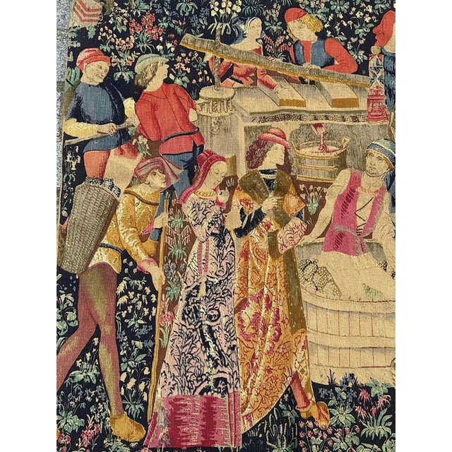 1970s Vintage French Screen Printed by Hand Tapestry Vendanges Museum Design, 1970s For Sale - Image 5 of 18