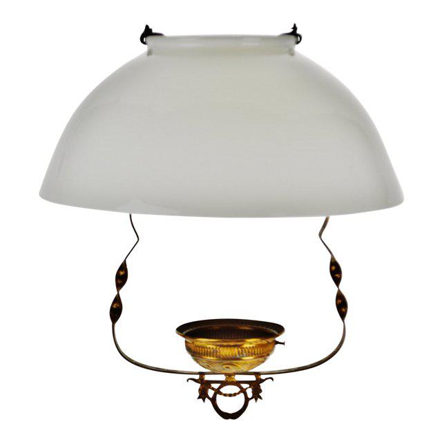 Vintage Hanging Oil Lamp Holder With Milk Glass Shade Chairish