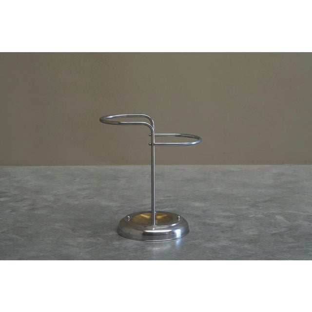 Metal Bauhaus Style Crome Plated Umbrella Stand in Brass, 1950s For Sale - Image 7 of 11