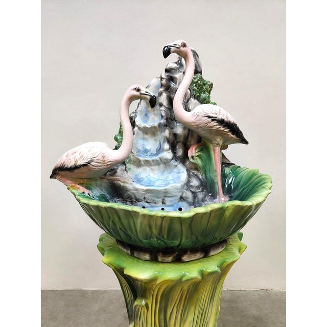 Bella italia! unique ceramic stand featuring flamingos by a fountain in art nouveau style. Country of origin: italy. Most...