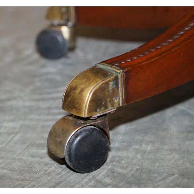 Vintage Brown Leather Oak Framed Captains Directors Armchair For Sale - Image 13 of 17