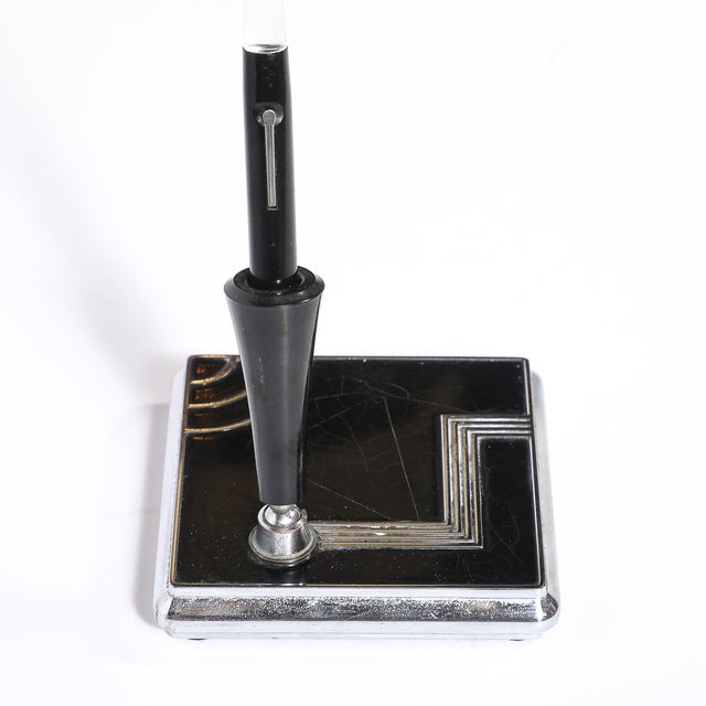 Art Deco Geometric Squared Base Chrome & Bakelite Fountain Pen Signed Esterbrook For Sale - Image 10 of 16