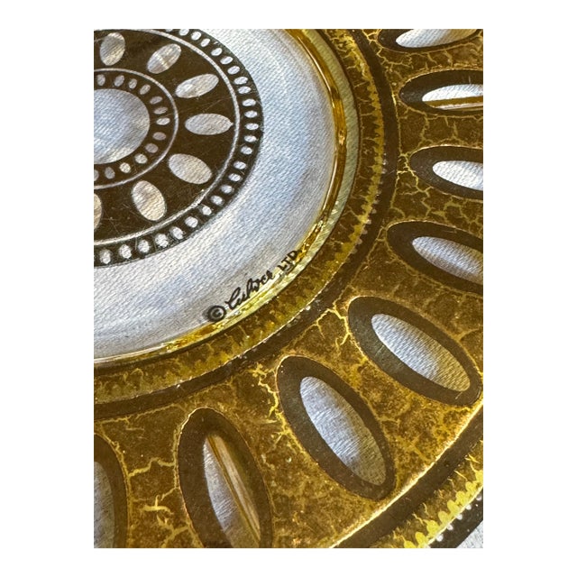 Gold Encrusted Mid-Century Modern Culver Piza Pattern 11” Platter For Sale