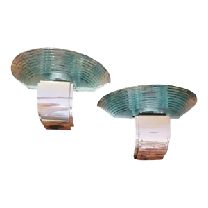 Vintage Lightolier Scalini Mid Century Modern Stacked Glass Chrome Wall Sconce Lights- a Pair