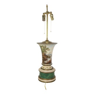 A Vintage Early 20th-Century Hollywood Regency-Style Wooden Vase Lamp For Sale