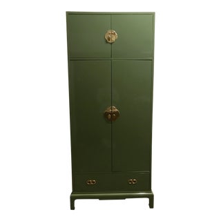 Green Lacquered Armoire by Henredon For Sale