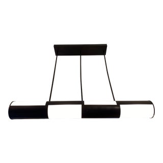 Visual Comfort Modern Black + White Checkered Cylinder Pendant For Sale