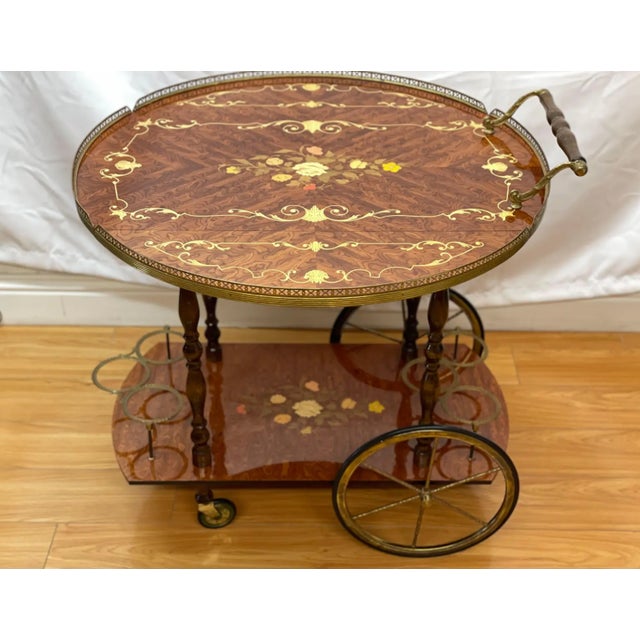 Vintage Bar Cart in Metal & Wood Dimensions: 31ʺW × 30ʺD × 30ʺH