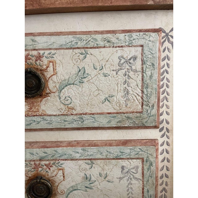 Pair of Early 20th C. Italian Neoclassical Style Commodes With Faux Marble Tops For Sale - Image 9 of 9