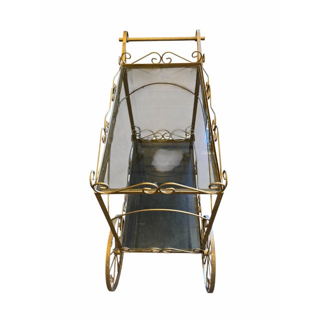 1960s 1960s Hollywood Regency Iron Bar Cart For Sale - Image 5 of 6