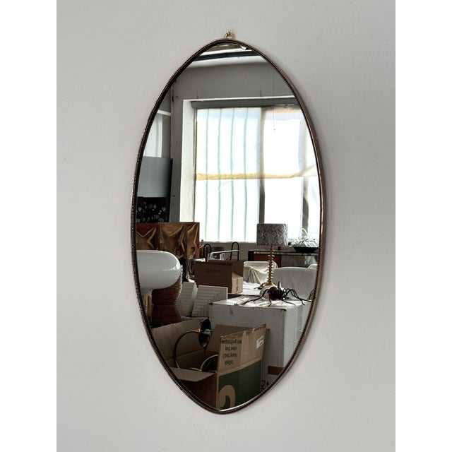 Italian Mid-Century Wall Mirror with Brass Frame and Glass, 1970s For Sale - Image 4 of 18