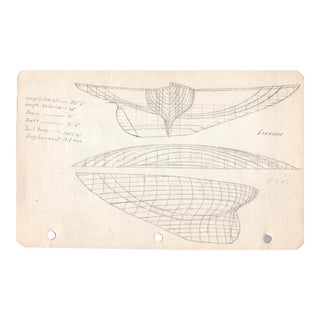 1950s Maine Marine Architectural Drawing on Paper For Sale
