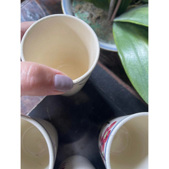 Vintage Japanese Ceramic Juice Glasses Cherry Blossom - Set of 6 For Sale - Image 9 of 10