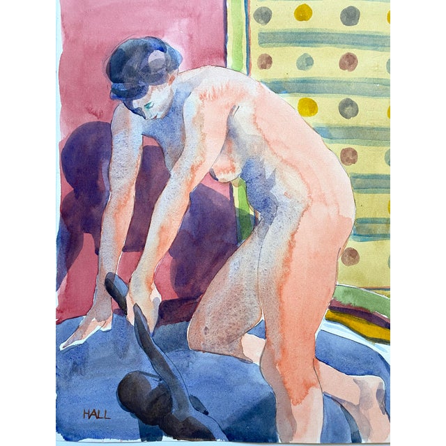 Abstract Original Double Sided Watercolor Painting of a Female Nude by Jon Hall For Sale - Image 3 of 8