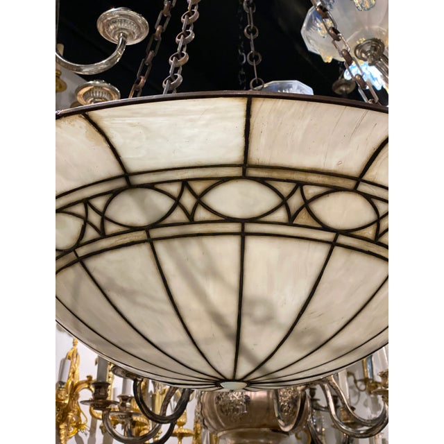 1920s Leaded Glass Light Fixture For Sale - Image 4 of 9