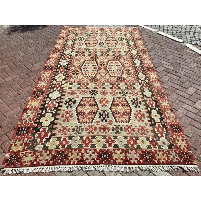 Oversized Vintage Turkish Kilim Rug - 70" X 142" For Sale - Image 11 of 11