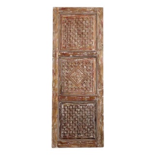 Antique Distressed White Carved Door – Rustic Sliding or Hinged Barn Door Panel 80x29 For Sale