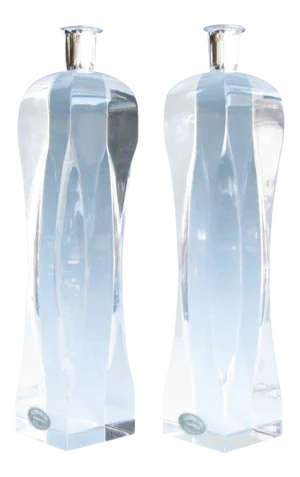 Vintage Ritts Co Astrolite Sculptural Acrylic Candle Holders - a Pair
