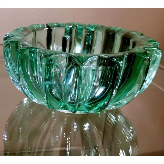 Art Deco Green Molded Glass Bowl by Pierre Davesn, 1930s For Sale - Image 3 of 13