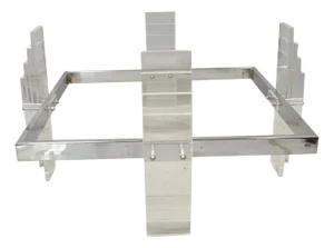 Vintage Mid Century Modern Stacked Lucite Chrome Frame Square Coffee Table Base