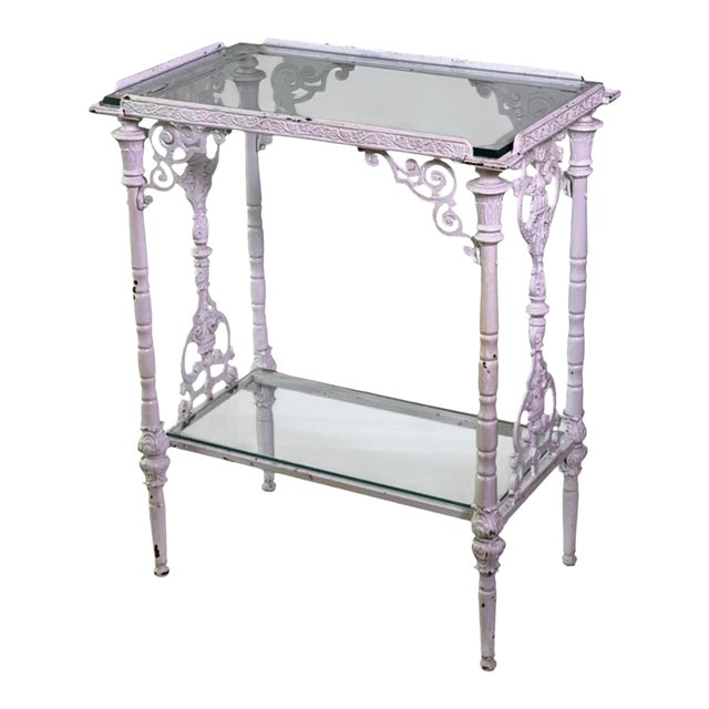 Antique French Cast Iron Two-Tier Garden Table, Etagere With Glass Tops. Circa 1880 For Sale