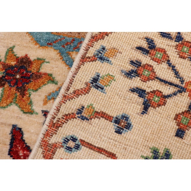 Beige Shabby Chic Ziegler Beige/Blue Wool Runner Rug- 2'0'' X 4'11'' For Sale - Image 8 of 10