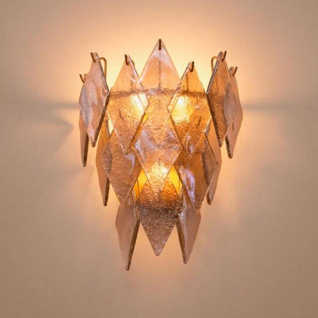 Antique Brass Handmade Glass Wall Lamps, Set of 2 For Sale - Image 6 of 9
