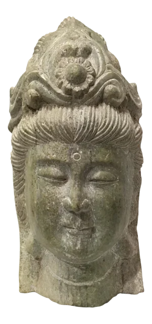Vintage Carved Stone Kwan-Yin Guan Yin Chinese Deity Goddess Sculpture
