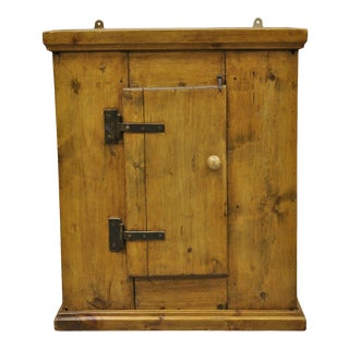 Antique French Provincial One Door Reclaimed Wood Wall Cabinet Cupboard Pantry For Sale