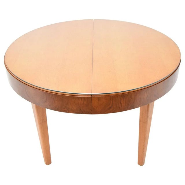 Round Folding Dining Table by Jindrich Halabala, Czechoslovakia, 1950s For Sale - Image 11 of 11