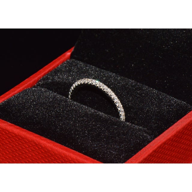 Authentic James Allen 14k White Gold French Pavé Diamond Wedding Band Ring Size 5 For Sale - Image 10 of 12