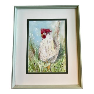 Watercolor Painting Giclee Print of My Chicken Floppy For Sale