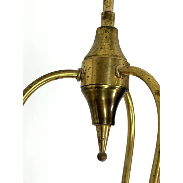 Vintage Italian Brass and Curved Glass Chandelier, 1950s For Sale - Image 10 of 13