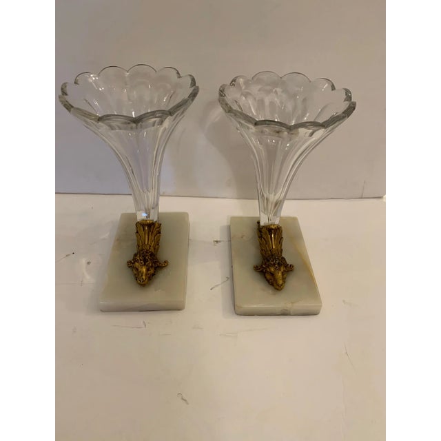 Cut Glass Marble and Bronze Cornucopia -A Pair For Sale - Image 4 of 12