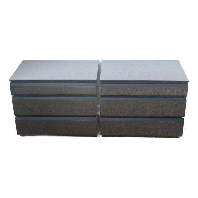 1990s Vintage Italian Giorgio Collection Snakewood Black Lacquered Three Drawer Nightstands Side Tables -a Pair For Sale