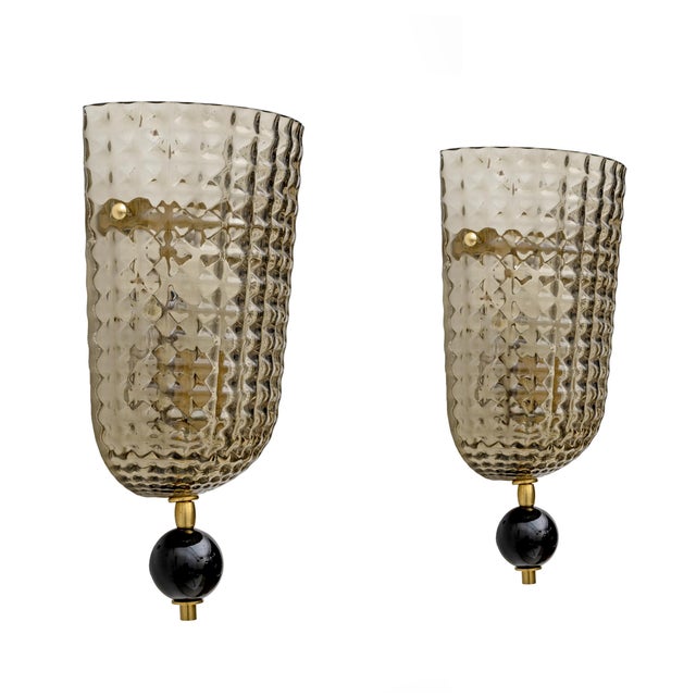 Modern Twisted Smoked Murano Glass Sconces in the style of Barovier & Toso, 2000, Set of 2 For Sale - Image 10 of 10