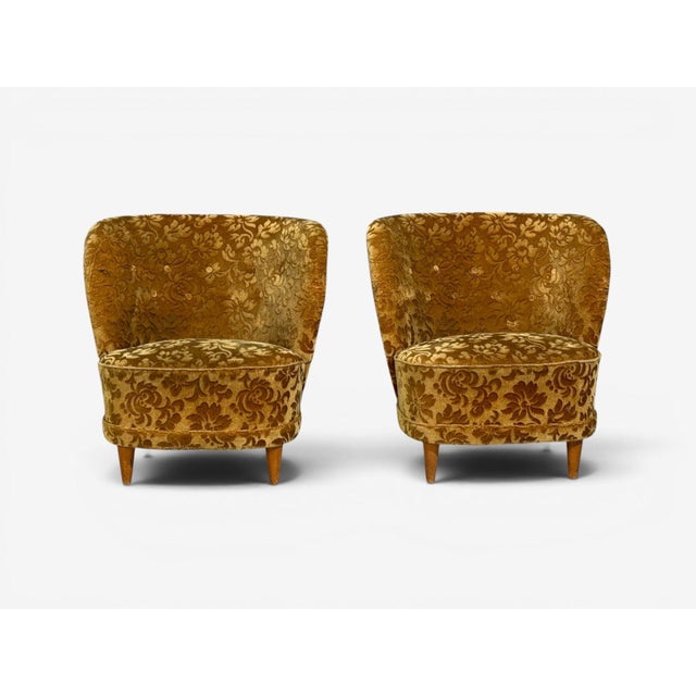 Finnish Modern, Easy Chairs, Damask, Beech, Finland, 1940s For Sale In New York - Image 6 of 13