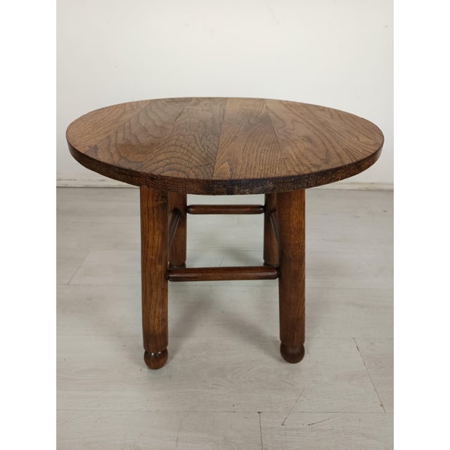 Brutalist Oak Pedestal Table attributed to Charles Dudouyt, 1940s For Sale - Image 12 of 15