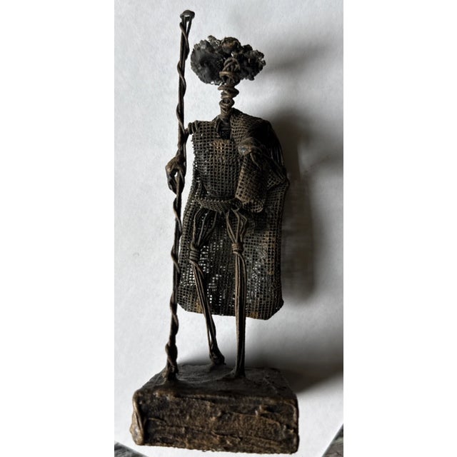 Ebony Vintage John Flavius/ Alfred Weekes Wire Craft Sculpture ” Barbados Folk Art- 7" For Sale - Image 8 of 10