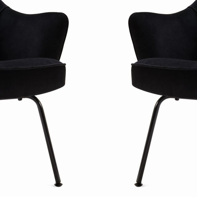 Knoll Saarinen Executive Armchair in Black Velvet, Black Powder Coated Legs For Sale - Image 4 of 5