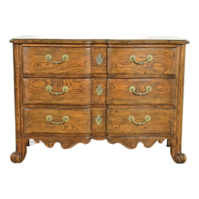 Baker Furniture French Provincial Louis XV Carved Oak Dresser or Chest of Drawers For Sale