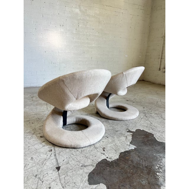 1980s Vintage Postmodern Newly Upholstered Spiral Lounge Chairs - A Pair For Sale - Image 5 of 6